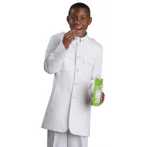 E. J. Samuel White Solid Boys Suit B2500